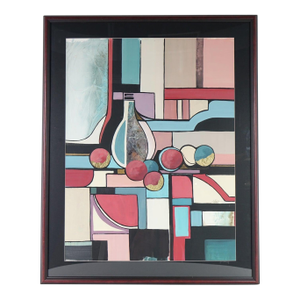 Late 20th Century Abstract Still Life Original Mixed Media on Paper Signed