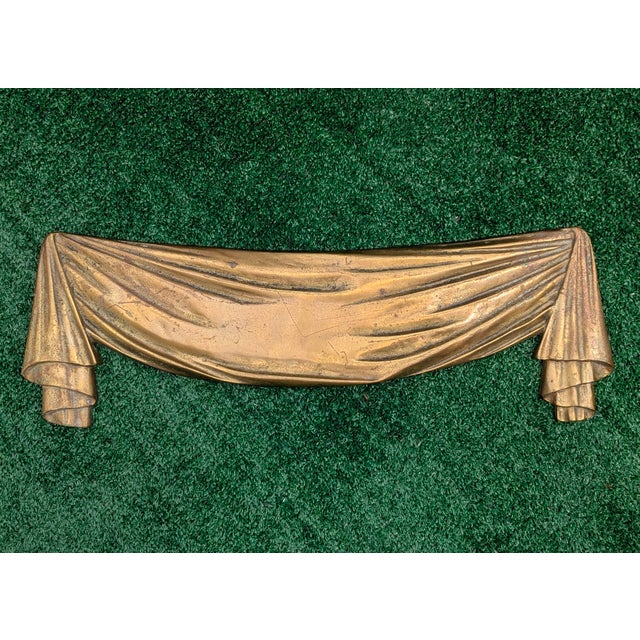 Trompe Loleil Solid Brass Draped Swag Decorative Wall Pediment For Sale - Image 12 of 14