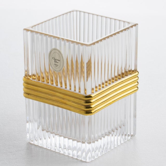 Transparent Christian Dior Paris Crystal Desk Accessory Pencil Cup, circa 1990 For Sale - Image 8 of 16