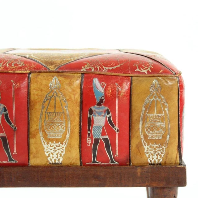 Vintage Turkish Leather Ottoman, 1960s For Sale - Image 4 of 9