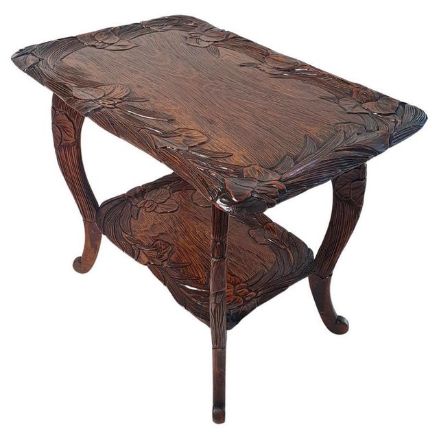 Japanese Art Nouveau Hand-Carved Kamakura Bori Side Table, 1900s For Sale - Image 12 of 12