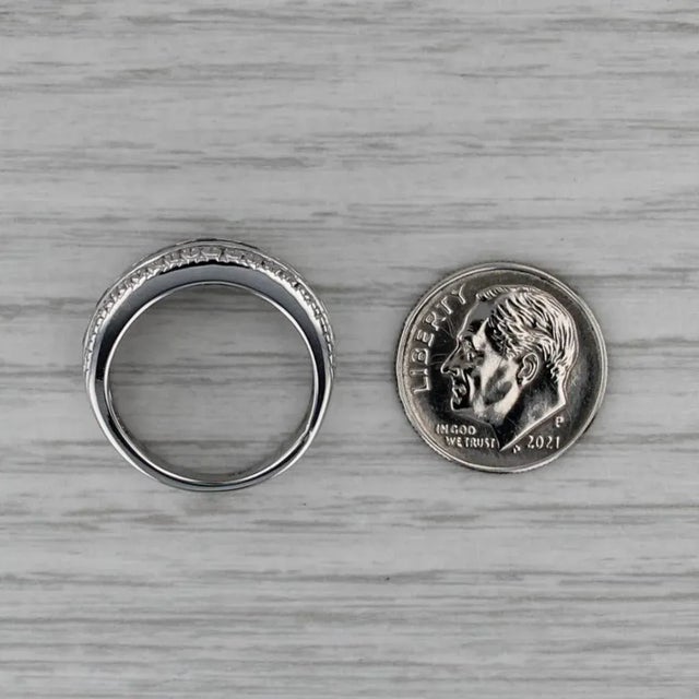 Blue 1.20ctw Blue Sapphire Diamond Ring 14k White Gold Size 6 Band For Sale - Image 8 of 8