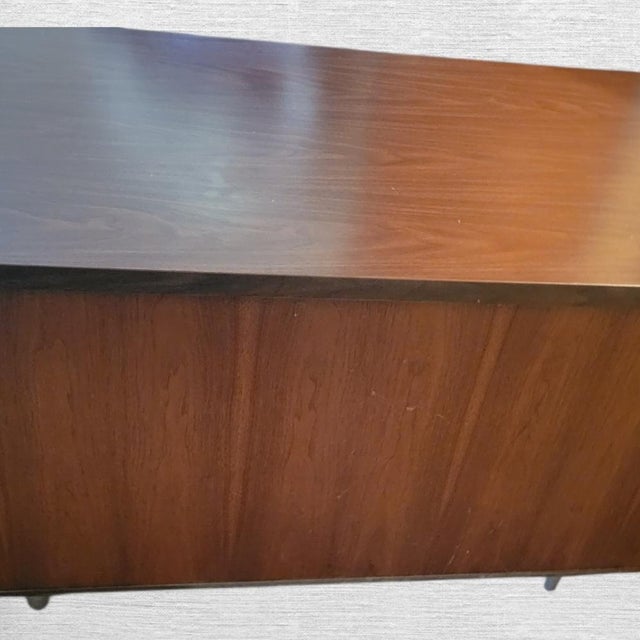 1960s Vintage Alma Mid Century Modern Tanker 6 Drawer Solid Wood Large Desk For Sale - Image 5 of 17