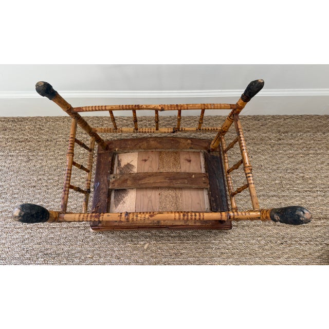 Beige Antique English Root Bamboo Thebes Stool Egyptian Revival For Sale - Image 8 of 10