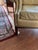 VTG Classic Leather Inc Mahogany Chippendale Wingback Chair Ottoman Beige Set For Sale In New York - Image 6 of 15