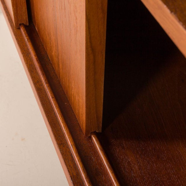 Teak Bookcase with Sliding Doors Compartment by Johannes Sorth for Nexo, Bornholm, Denmark, 1960s For Sale - Image 11 of 15