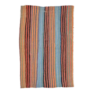 Mid 20th Century Small Colorful Striped Kilim Rug