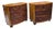 Late 20th Century Pair of Lineage Home Woven Rattan Front and Leather-Clad Bow Front Chest of Drawers For Sale