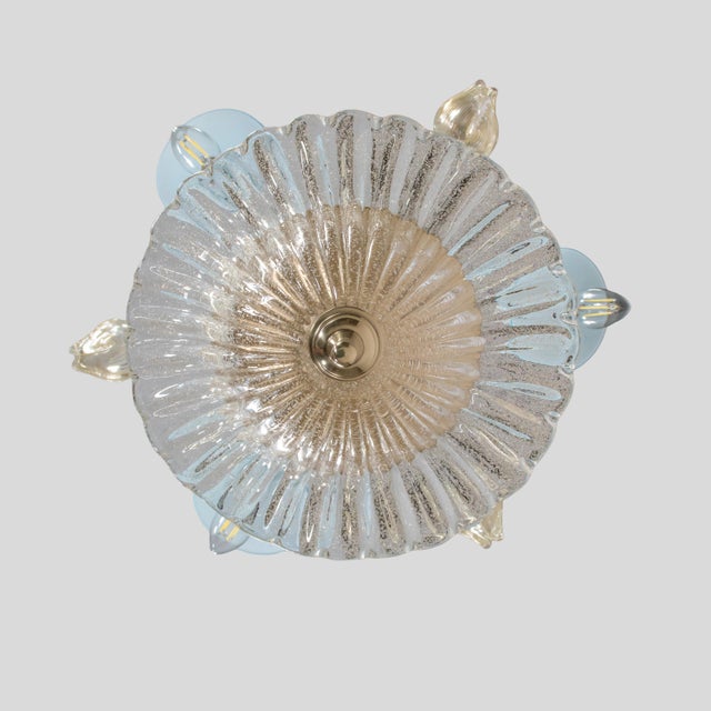 Seguso A.V. Mid‑Century Murano Glass Chandelier in Celeste Blue Floral Venetian Style in the Manner of Seguso Vetri d'Arte For Sale - Image 4 of 18