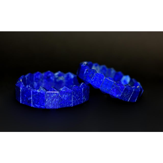 2020s Set Natural Fine Lapis Bracelets Aaaa Grade For Sale - Image 5 of 11