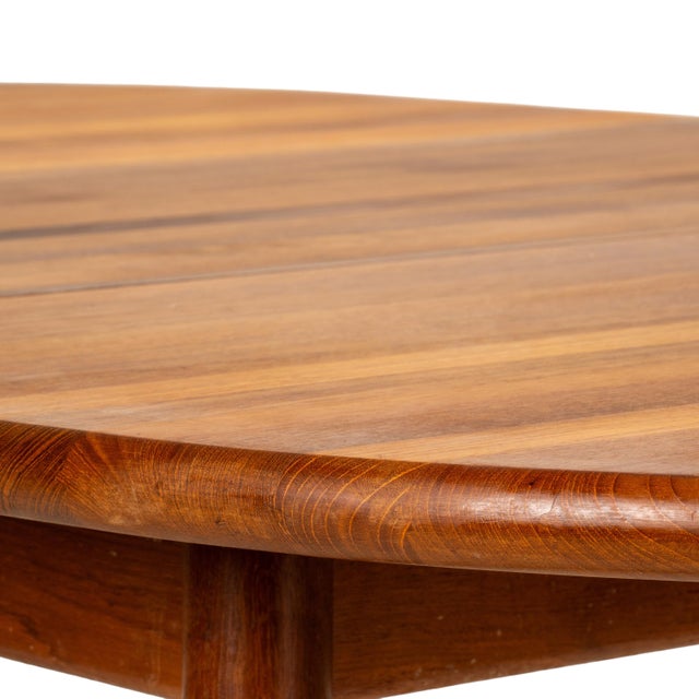 Mid-Century Modern 1980s Danish Modern Solid Teak Dining Table W/ Leaf, Oval Extension Table For Sale - Image 3 of 16