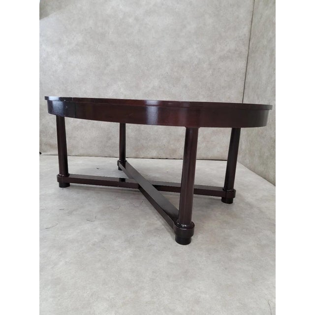 Vintage Art Deco Barbara Barry Oval Mahogany 2 Leaf Extension Dining Table For Sale - Image 10 of 11