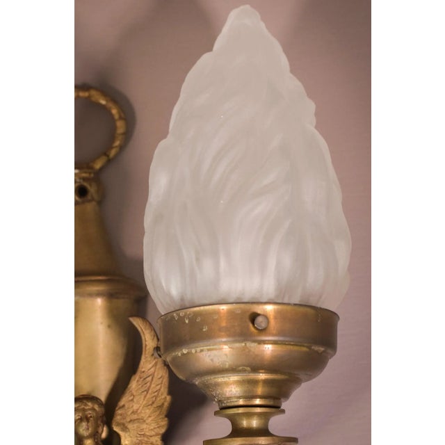 Classical Glass Wall Lamps with Angels, Set of 2 For Sale - Image 11 of 18