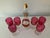 Mid 20th Century Vintage Cranberry Glasses With Matching Cranberry & Gold Decanter Set- 7 Pieces For Sale - Image 5 of 7
