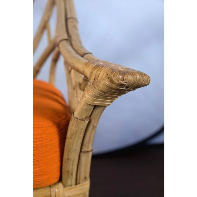 Mid-Century Circle Sided Rattan Armchairs - a Pair For Sale - Image 12 of 18