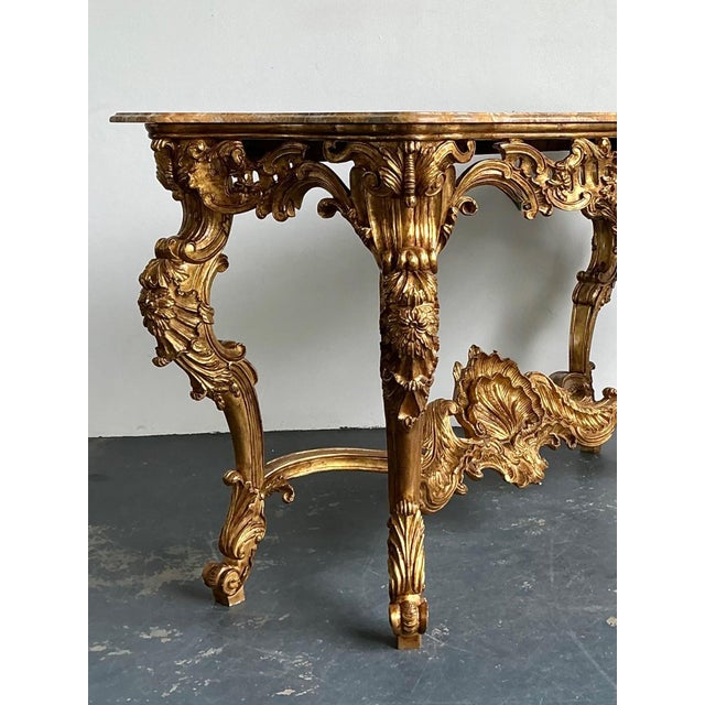 Antique Rococo Giltwood Console With Marble Top For Sale - Image 9 of 18