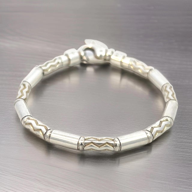 Contemporary 1990s Tiffany & Co Estate German Zig Zag Bracelet Sterling Silver For Sale - Image 3 of 12