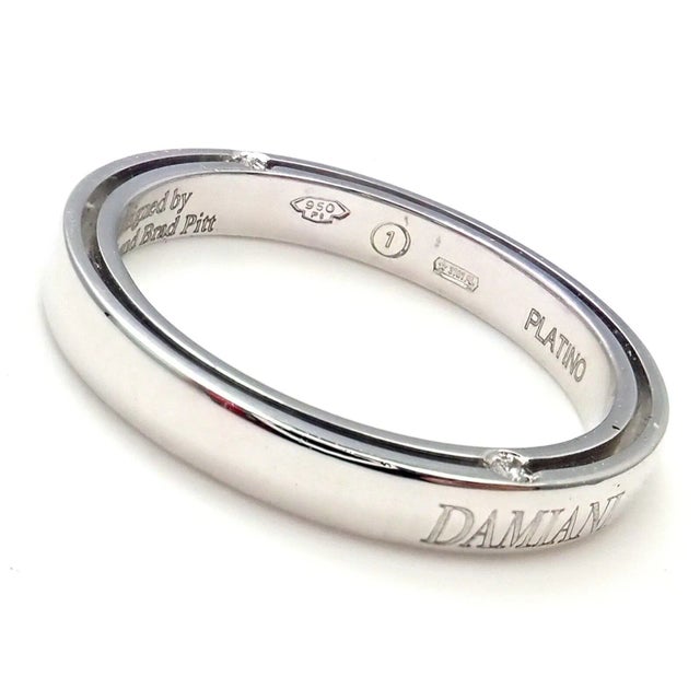 Authentic Damiani Brad Pitt Platinum 4 Diamond 3mm Band Ring Sz 8.25 Damiani Box + Paperwork Included Metal: Platinum...