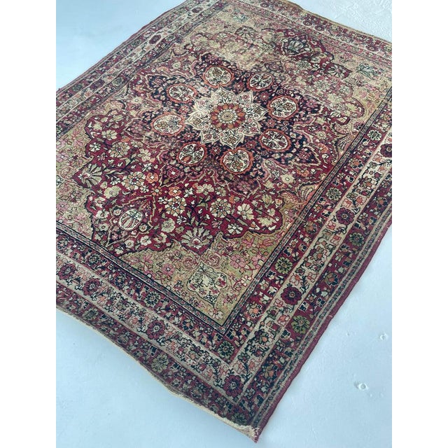 Antique Persian Sage Green Kermanshah Rug 4.3 x 5.7 For Sale - Image 14 of 16