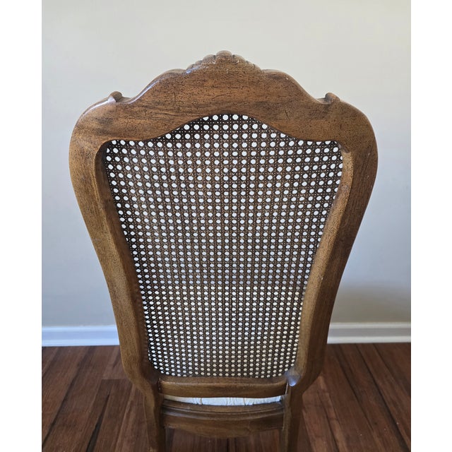 Brown Thomasville Vintage French Country Cane Back Chair – Solid Wood, Elegant Classic For Sale - Image 8 of 9