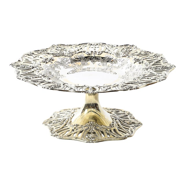 1900s Aesthetic Movement Sterling Silver & Gold Washed Taza Signed Hardy & Hayes Co. For Sale