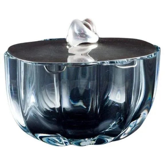 Danish Goldsmiths Craft Art Glass Jar with Lid in Sterling Silver, 1960s For Sale - Image 9 of 9