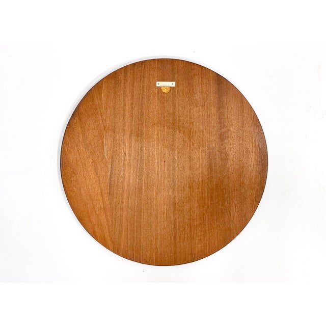 Mid-Century Wall Round Mirror in Teak, 1970s For Sale - Image 6 of 7