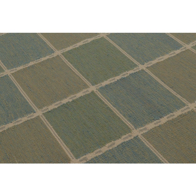 2010s Rug & Kilim’s Scandinavian-Inspired Rug, Light Green and Blue Geometric Pattern For Sale - Image 5 of 8