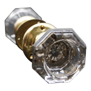 Vintage Octagon Glass Bullet Passage Door Knob Set For Sale