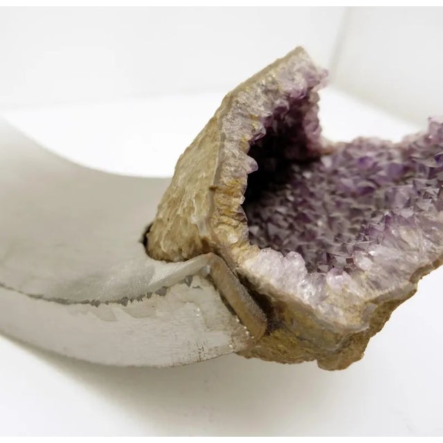 Metal Brushed Aluminum and Amethyst Arc Sculpture For Sale - Image 7 of 10