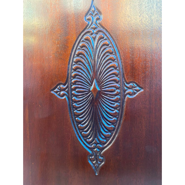Victorian Antique Carved Mahogany Sheet Music Cabinet With Lock and Key For Sale - Image 3 of 17