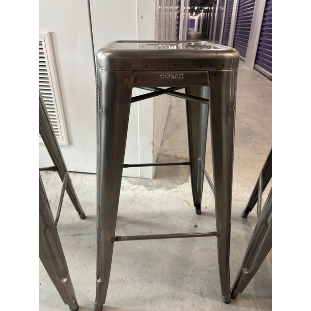 Mid-Century Modern Mid 20th Century Tolix Marais Bar Stools - Set of 4 For Sale - Image 3 of 7