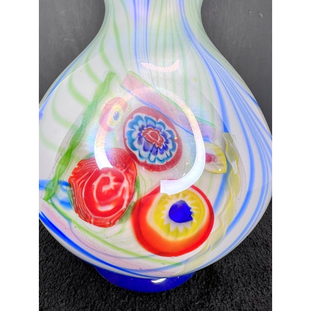 Mid-Century Modern Vintage MCM Murano Style Millefiori Glass Vase For Sale - Image 3 of 7