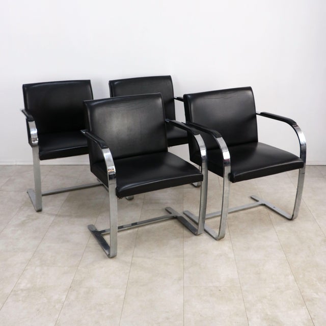 Brno Armchairs by Ludwig Mies van der Rohe for Knoll International, 1980s, Set of 4 For Sale - Image 14 of 14