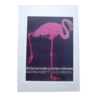 Vintage Poster Lithograph - Ludwig Hohlwein - Munich Zoo - 14" X 19" For Sale