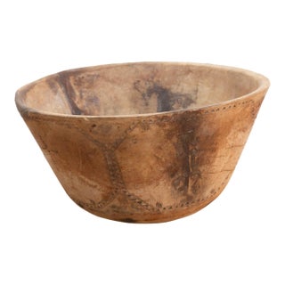 Rare Engraved Wooden African Bowl For Sale