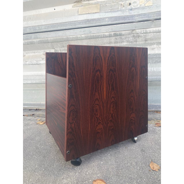 Rosewood Rack Magazine made in Norway designed by Rolf Hesland for Bruksbo. Magazine Rack , Records Rack , modern trolley...