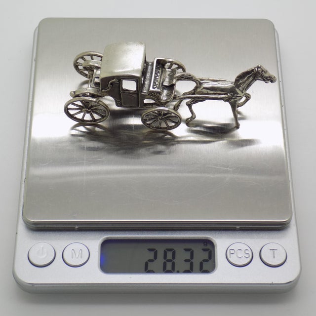 Vintage Italian Handmade Silver Carriage with Horse Figurine, Tuscany, 1970s For Sale - Image 9 of 12
