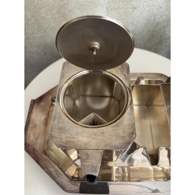 Art Deco Silver-Plated Copper Cube Tea Service from John Round & Son Sheffield, England, 1930s, Set of 3 For Sale - Image 6 of 12