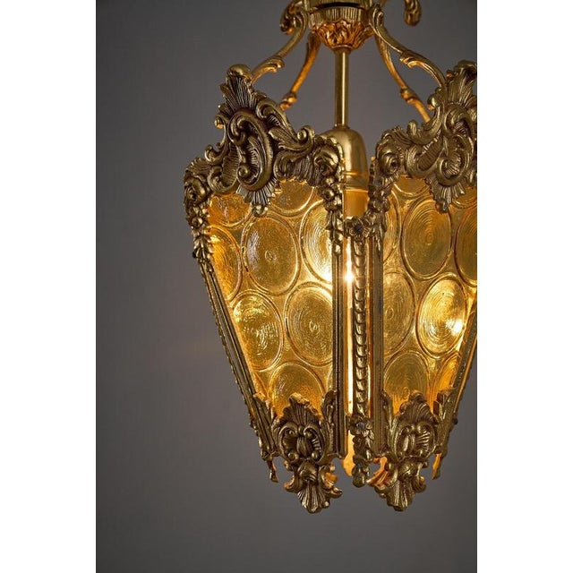 Mid-Century Hall Lantern with Yellow Bottle-Bottom Glass, 1950s For Sale - Image 6 of 11
