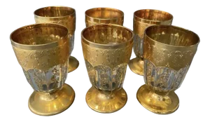 Bohemian Czech Gold Decorated Glasses from Moser, 19th Century, Set of 6