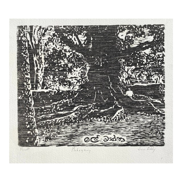 Jane Eddy Mahogany Woodblock Print For Sale