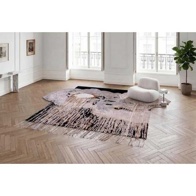 Hand-Knotted Sugar Magnolia Rug in Silk and Oxidised Wool by Dinodo Studio For Sale - Image 4 of 6