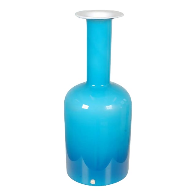 Blue Glass Vase from Otto Brauer Holmegaard For Sale