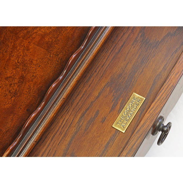 Theodore Alexander Theodore Alexander Side Table With Storage Tooled Leather Tray Drawer For Sale - Image 4 of 10