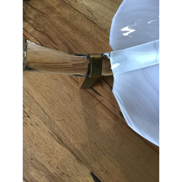 1970s Vintage Glass White Leaf Decorative Murano Glass Art Piece - a Pair For Sale - Image 5 of 6