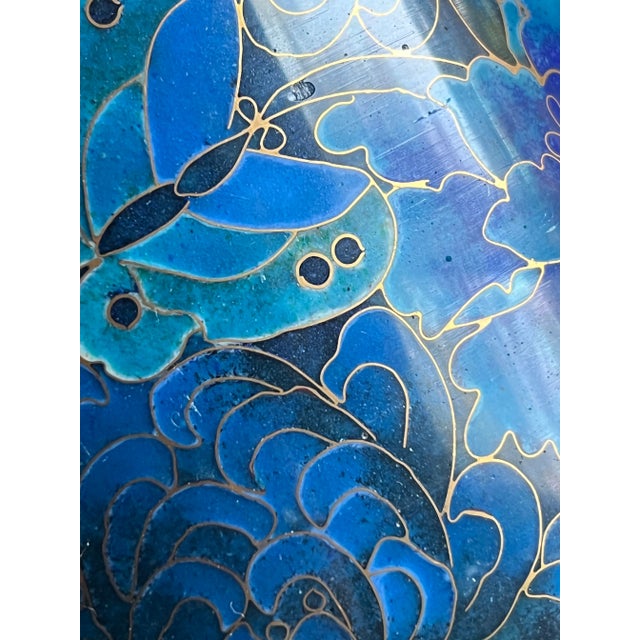 Blue Vintage Blue Cloisonné Vase For Sale - Image 8 of 9