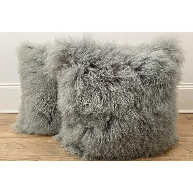Mongolian Lamb Fur Pillow Covers - a Pair For Sale - Image 11 of 11
