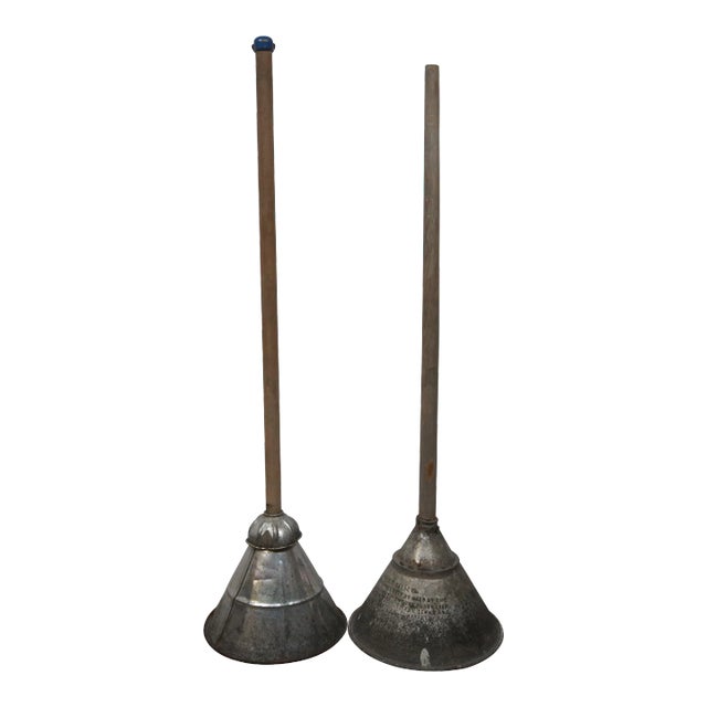 Early 20th Century Primitive Antique Metal Washer Plunger Dolly Laundry Wash Tub Agitator- Set of 2 For Sale