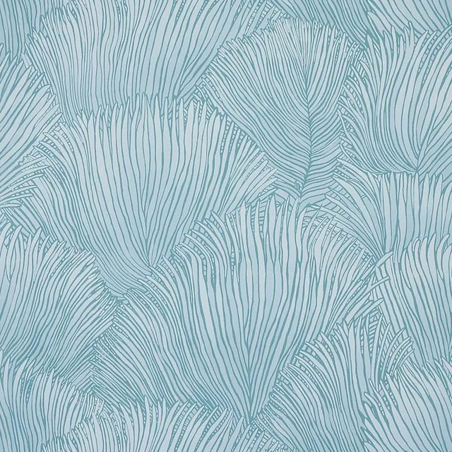 Sample - Schumacher Fondale Wallpaper in Aqua For Sale